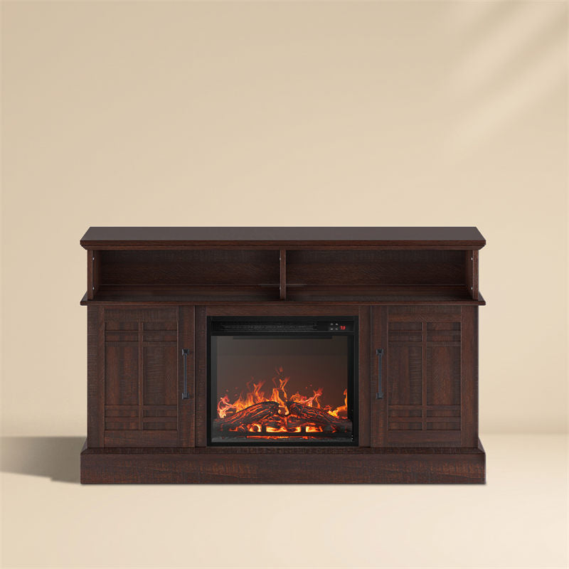 Norrell 48" Wood Grid Door Farmhouse Fireplace TV Stand