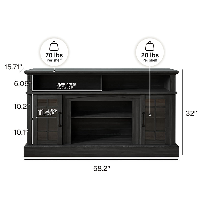 Astorga 58" Modern Farmhouse Fireplace TV Stand