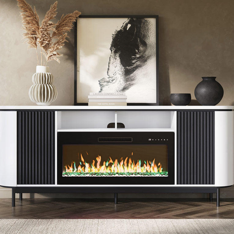 76" TV Stand with 36" Electric Fireplace for TVs up to 85"