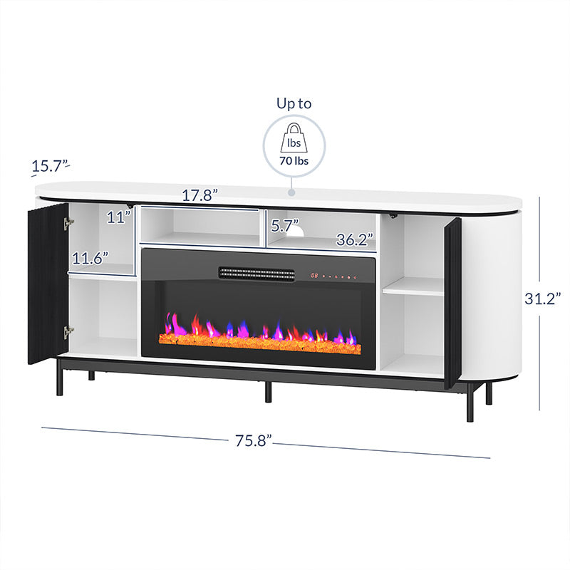 76" TV Stand with 36" Electric Fireplace for TVs up to 85"