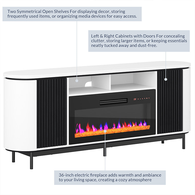 76" TV Stand with 36" Electric Fireplace for TVs up to 85"