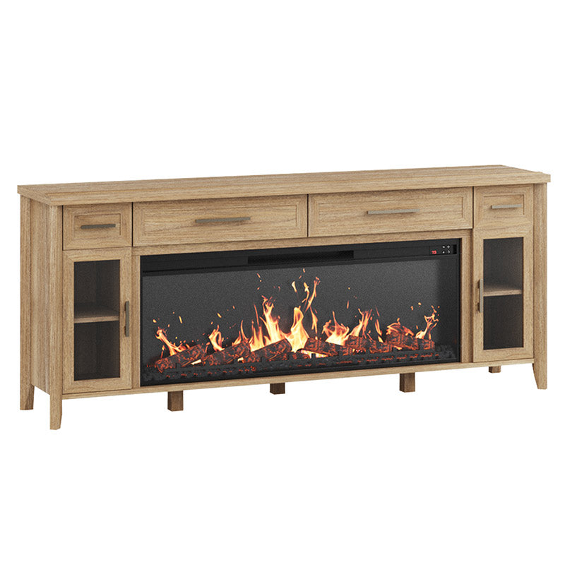 74 Inch Rustic TV Stand with 48" Electric Fireplace