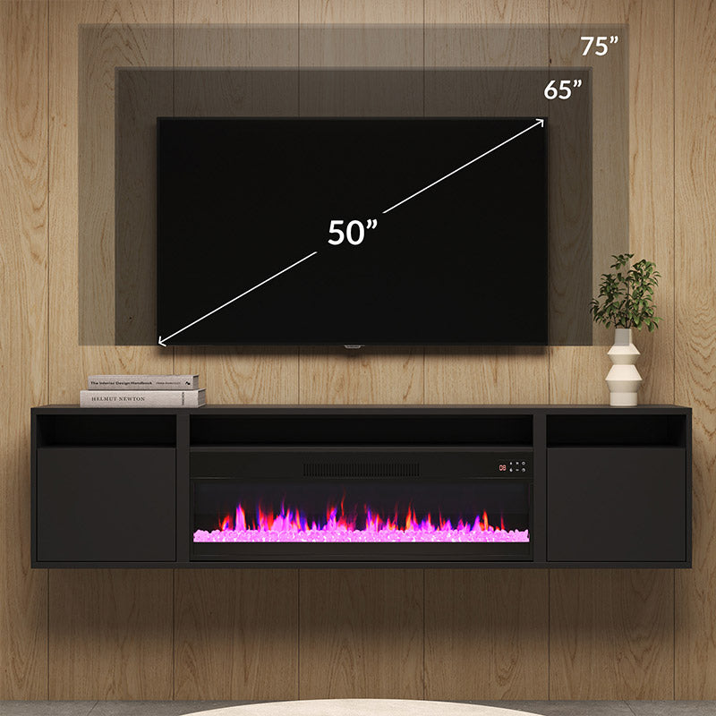 70" Floating TV Stand with Fireplace for TVs up to 75"