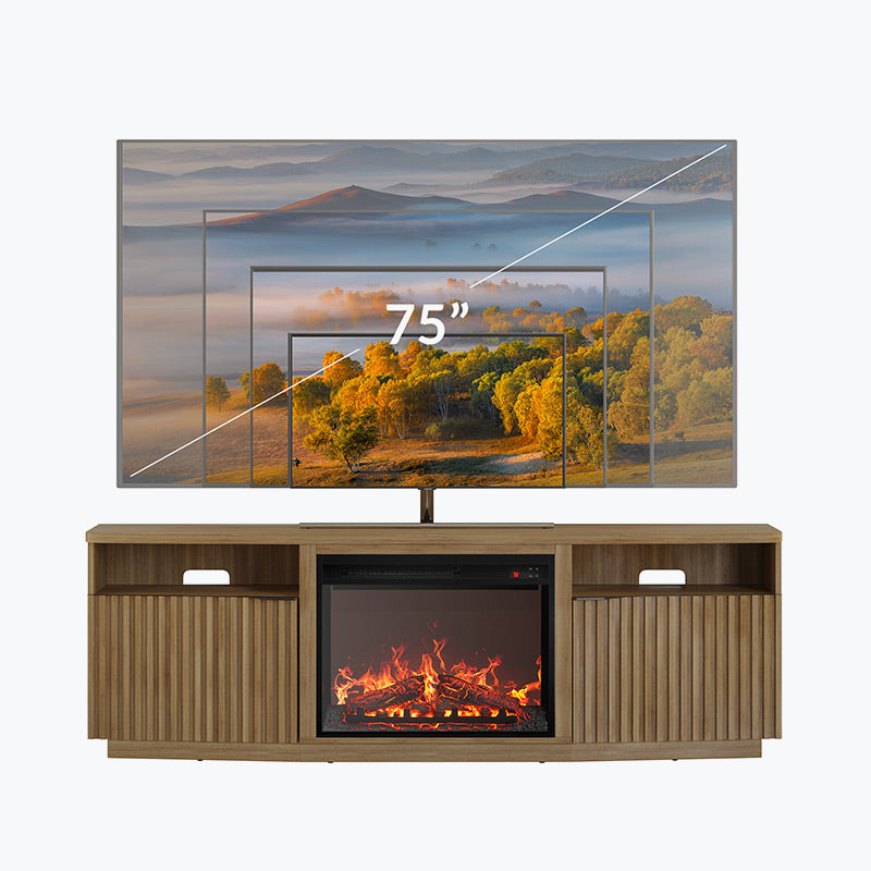 Sofia Mid Century Modern TV Stand with Fireplace for 75+ Inch TV