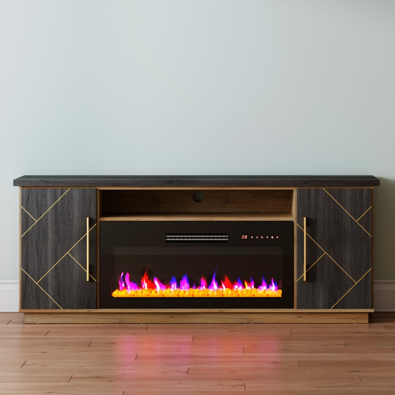 Electric Fireplace TV Stand for 68 Inch, With Storage, Media Console With Drawers & Open Shelves