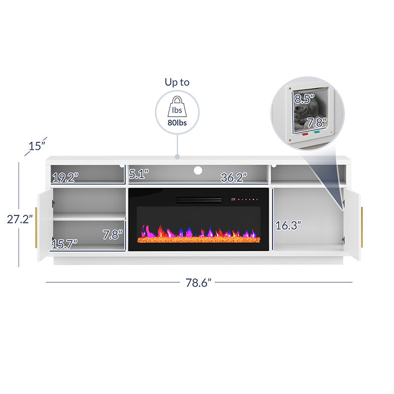 79" Fireplace TV Stand With LED Light for TVs Up to 85"