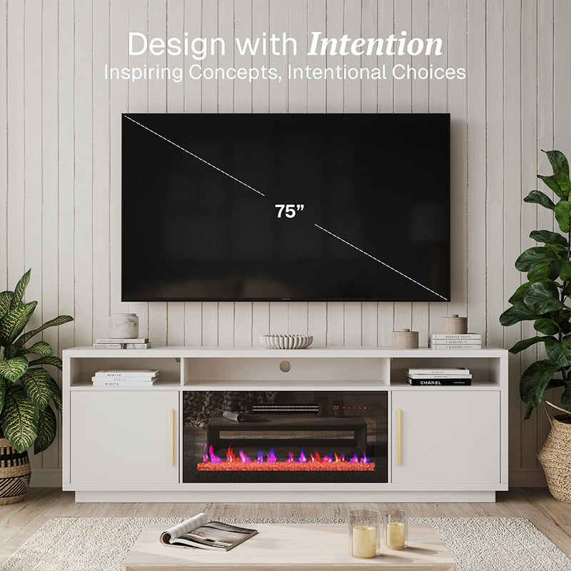 79" Fireplace TV Stand With Cat House for TVs Up to 85"