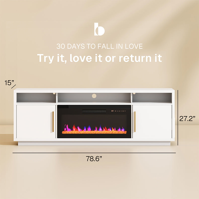 79" Fireplace TV Stand With Cat House for TVs Up to 85"