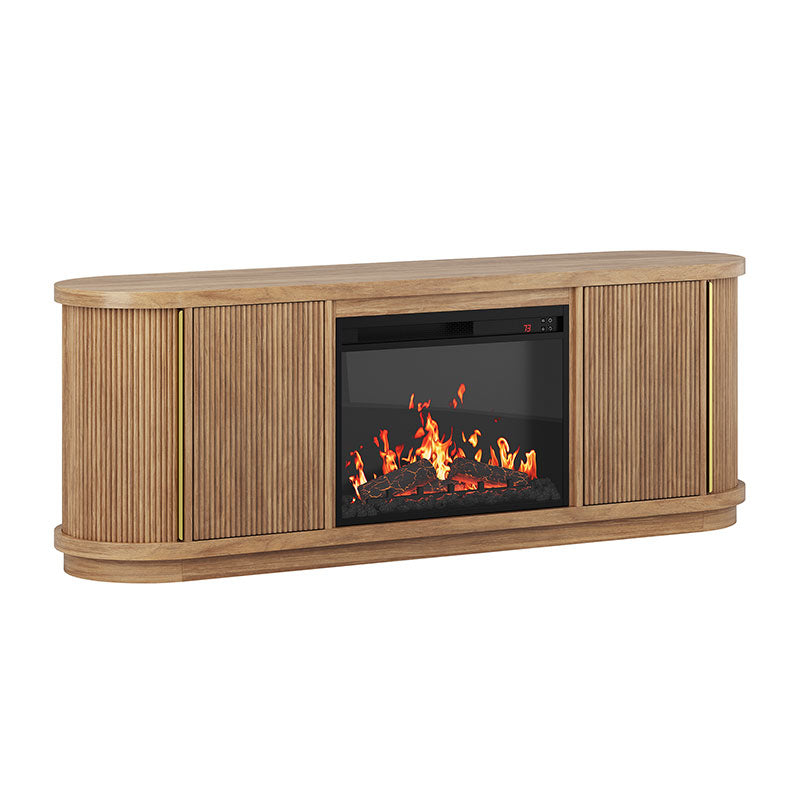 Modern Fluted Wood TV Stand for 70 inch TVs