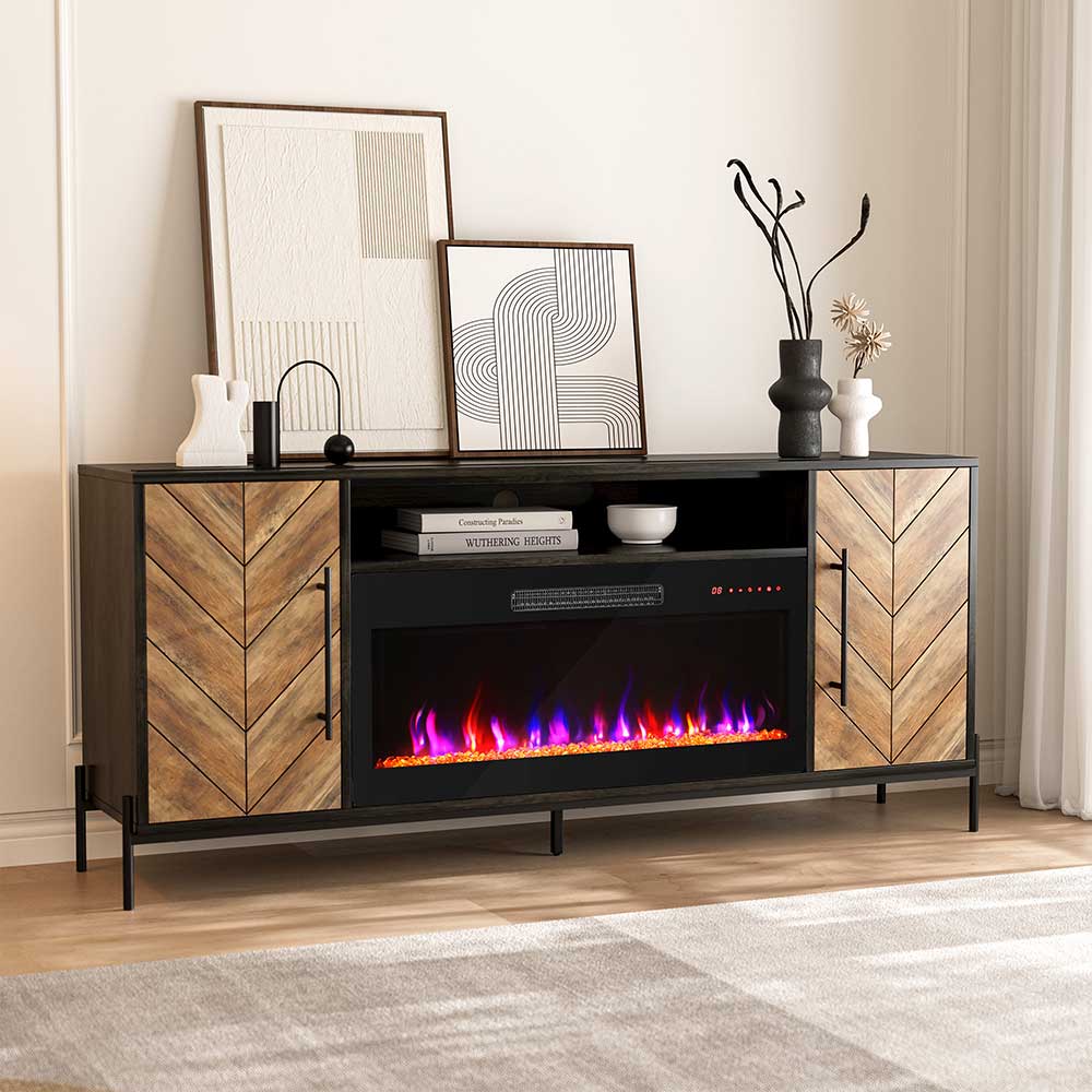 Harper Modern TV Stand with Fireplace for 75+ Inch TV