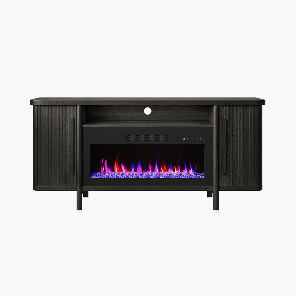 Portman Modern TV Stand with Fireplace for 75+ Inch TV