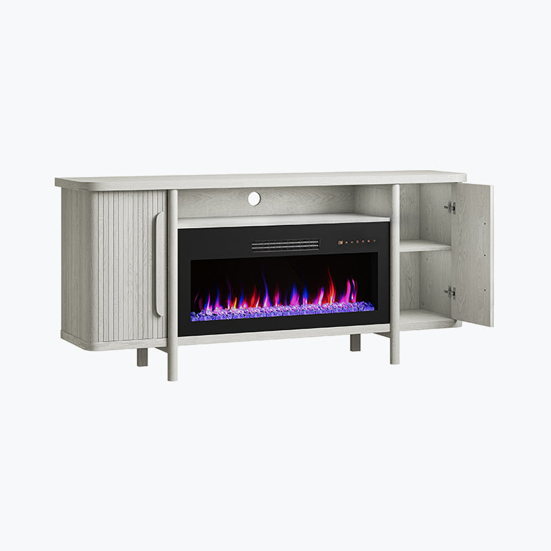 Portman Modern TV Stand with Fireplace for 75+ Inch TV