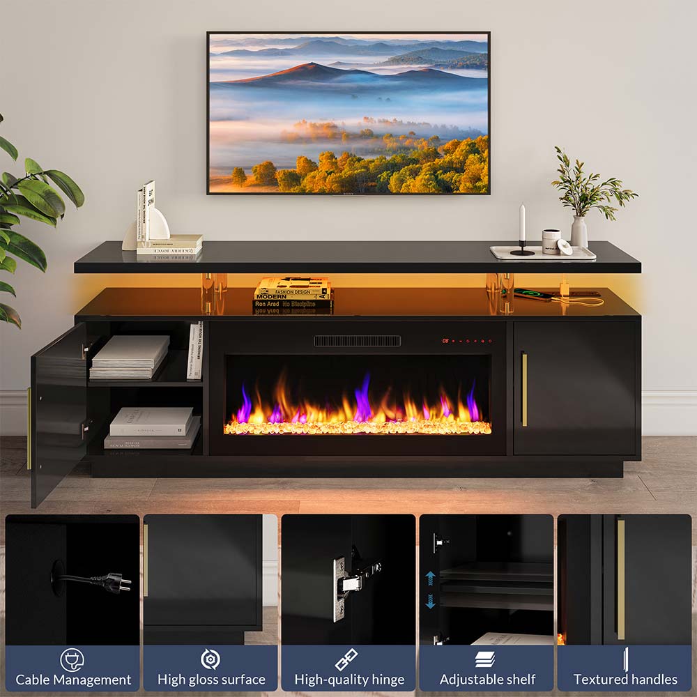 Avenue Modern Electric Fireplace TV Stand for 75+ Inch TV