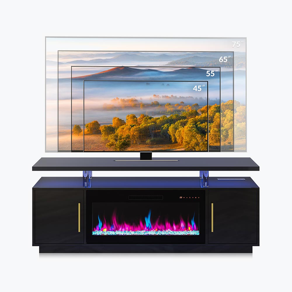 Avenue Modern Electric Fireplace TV Stand for 75+ Inch TV