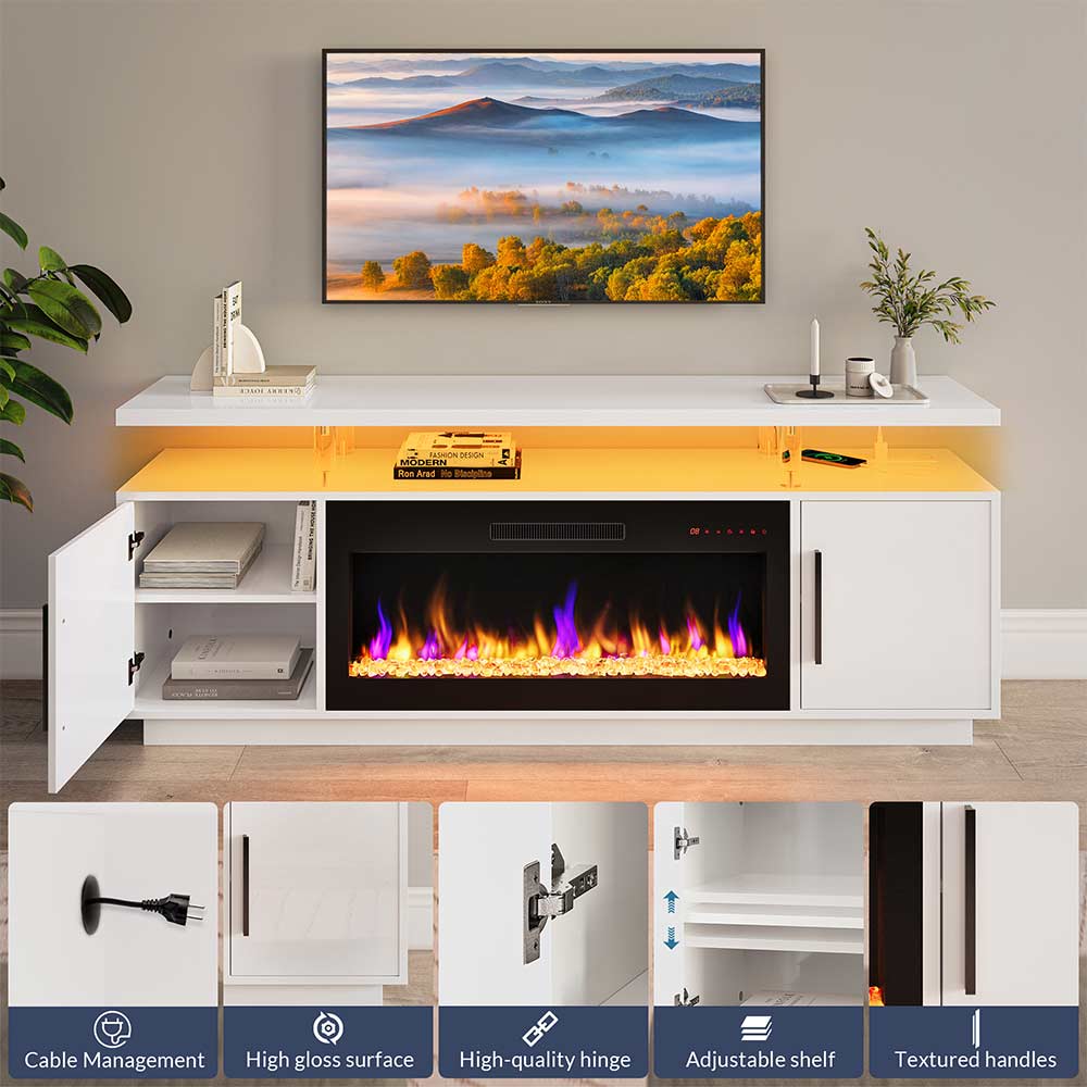 Avenue Modern Electric Fireplace TV Stand for 75+ Inch TV