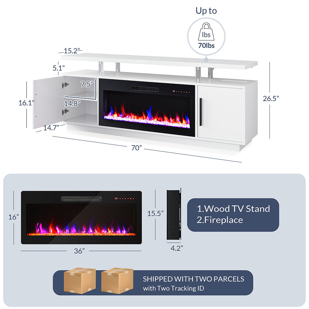 Avenue Modern Electric Fireplace TV Stand for 75+ Inch TV