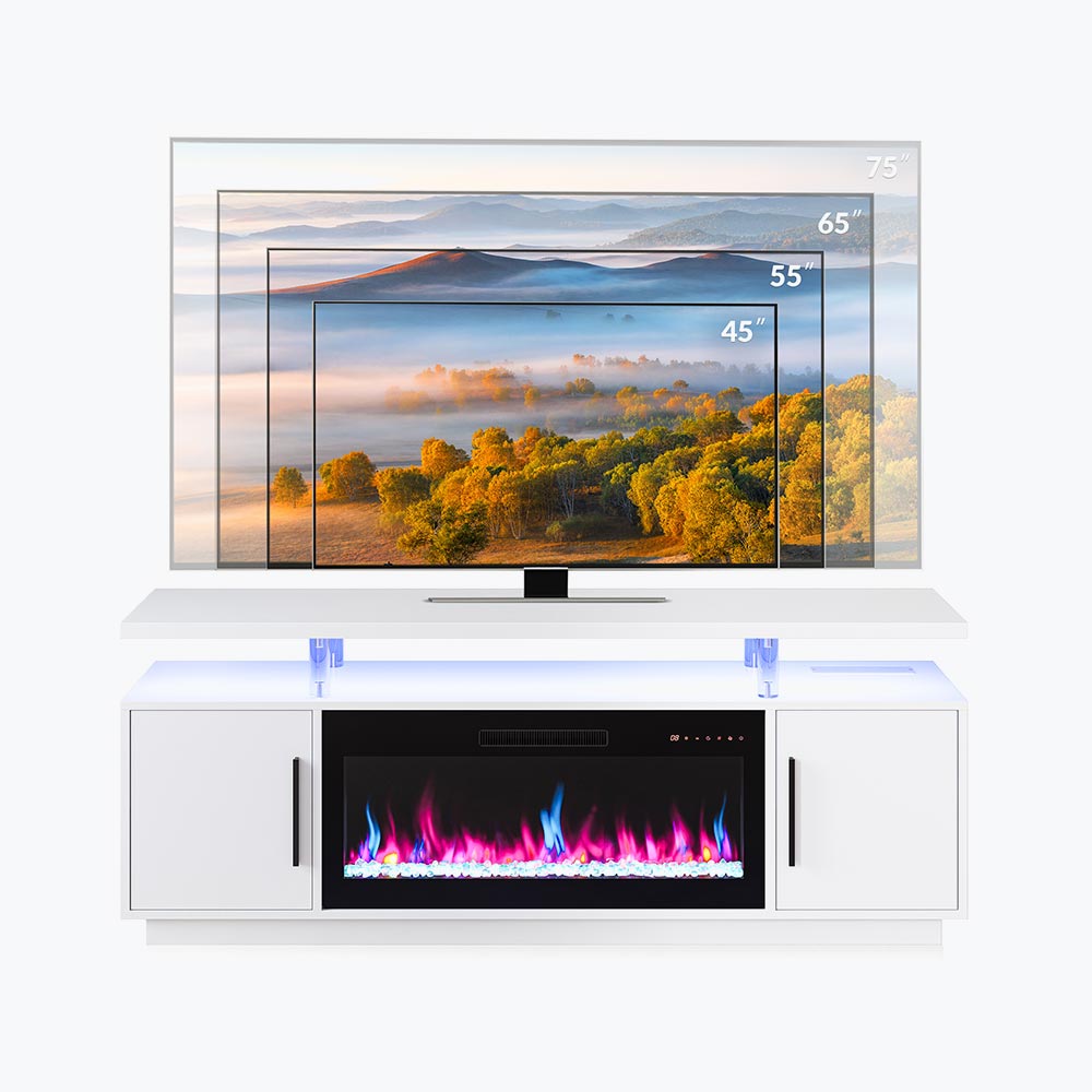 Avenue Modern Electric Fireplace TV Stand for 75+ Inch TV