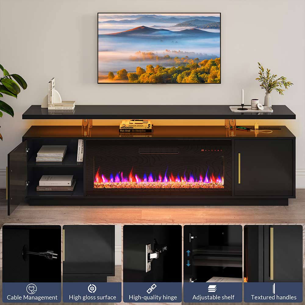 Avenue Modern TV Stand with Fireplace for 85+ Inch TV