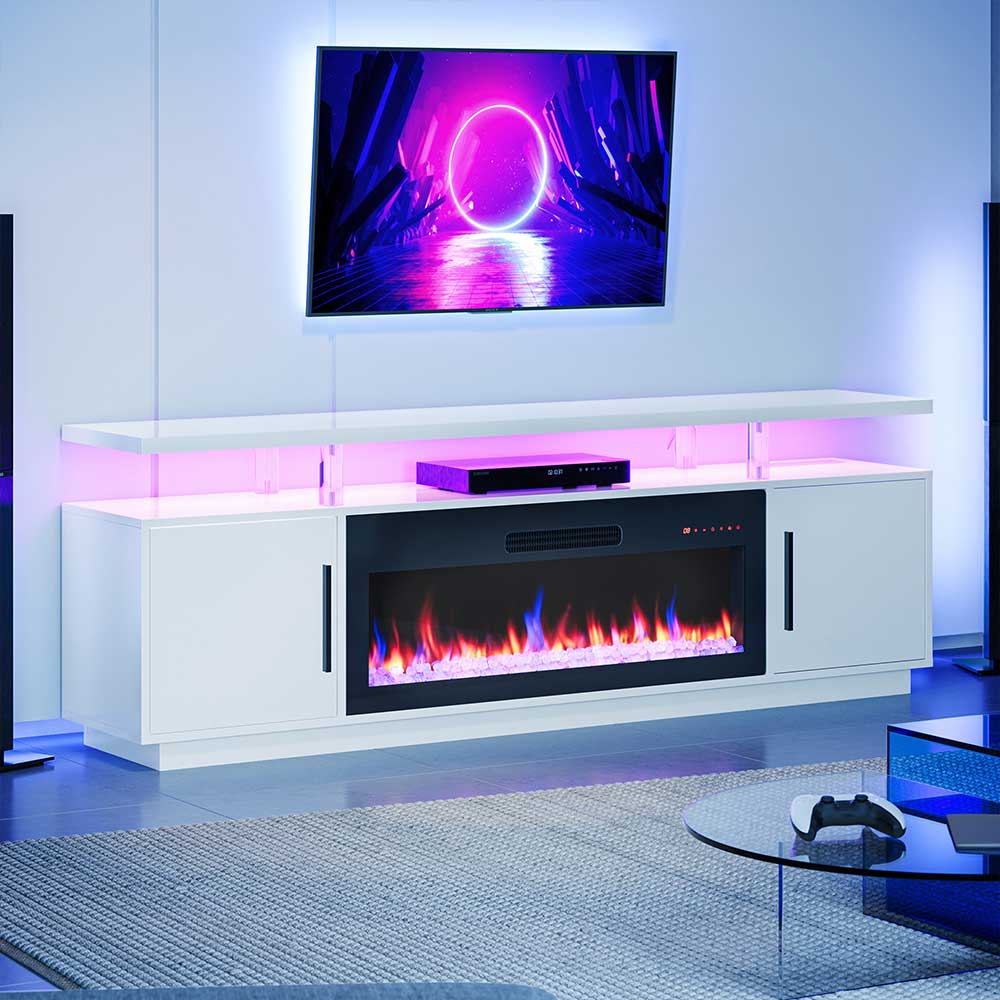 Avenue Modern TV Stand with Fireplace for 85+ Inch TV