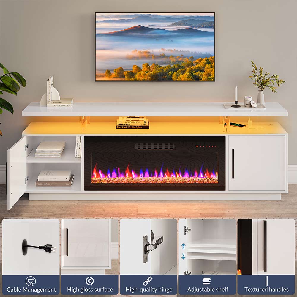 Avenue Modern TV Stand with Fireplace for 85+ Inch TV