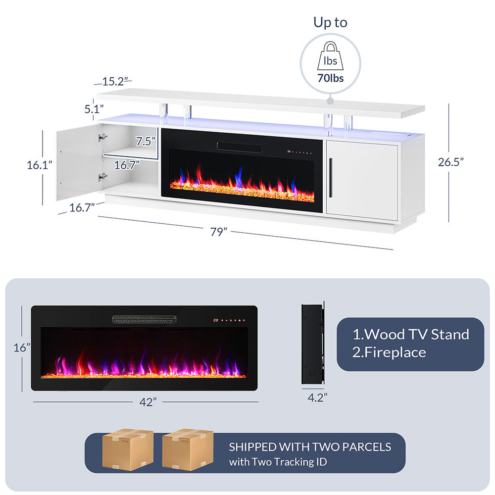 Avenue Modern TV Stand with Fireplace for 85+ Inch TV