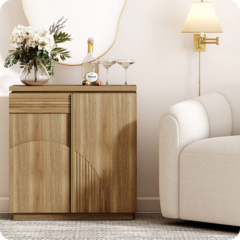 Mid Century Modern Sideboard Cabinet, Wood Arched Buffet with Storage