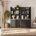 Delphi 71" Tall Black Fluted Bookcase (Set of 2)