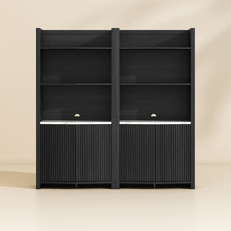 Delphi 71" Tall Black Fluted Bookcase (Set of 2)
