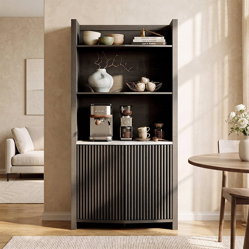 Delphi 71" Tall Black Fluted Bookcase