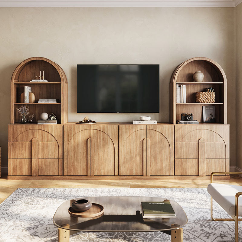 Bijou Arched Entertainment Center Wall Unit with Drawers (4-Piece)