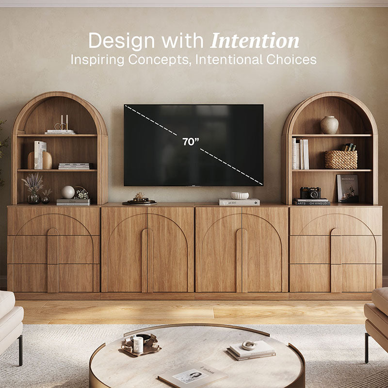 Bijou Arched Entertainment Center Wall Unit with Drawers (4-Piece)