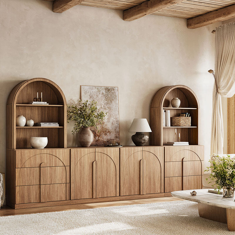 Bijou Arched Entertainment Center Wall Unit with Drawers (4-Piece)