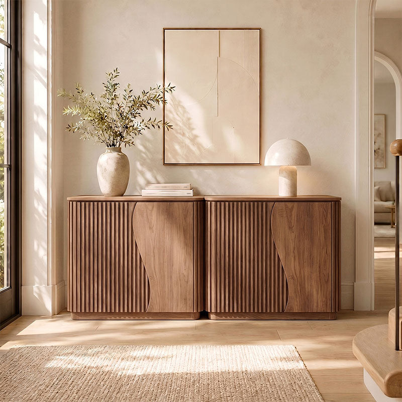 Simms 35" Modern S-Shaped Fluted Sideboard (Set of 2)