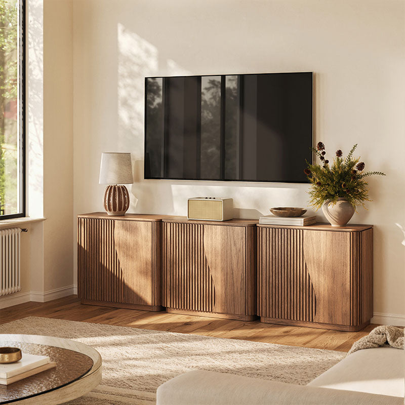 Simms 35" Modern S-Shaped Fluted Sideboard (Set of 3)