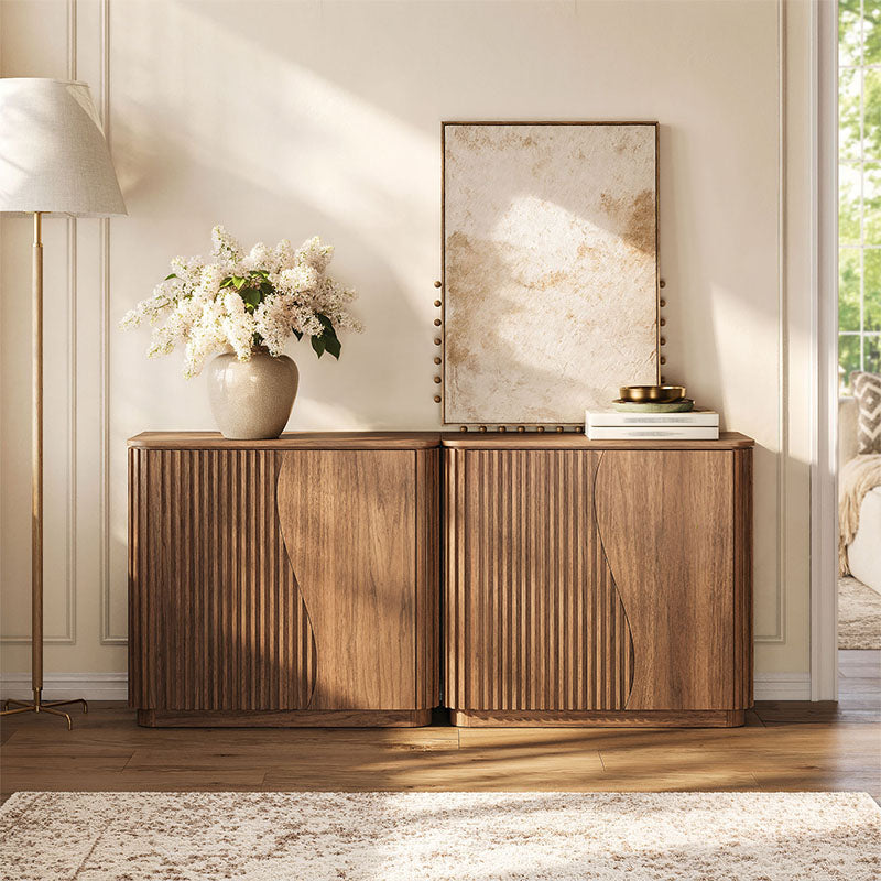 Simms 35" Modern S-Shaped Fluted Sideboard (Set of 3)