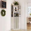 68" Tall Farmhouse Corner Bar Storage Cabinet with Rotating Wine Rack