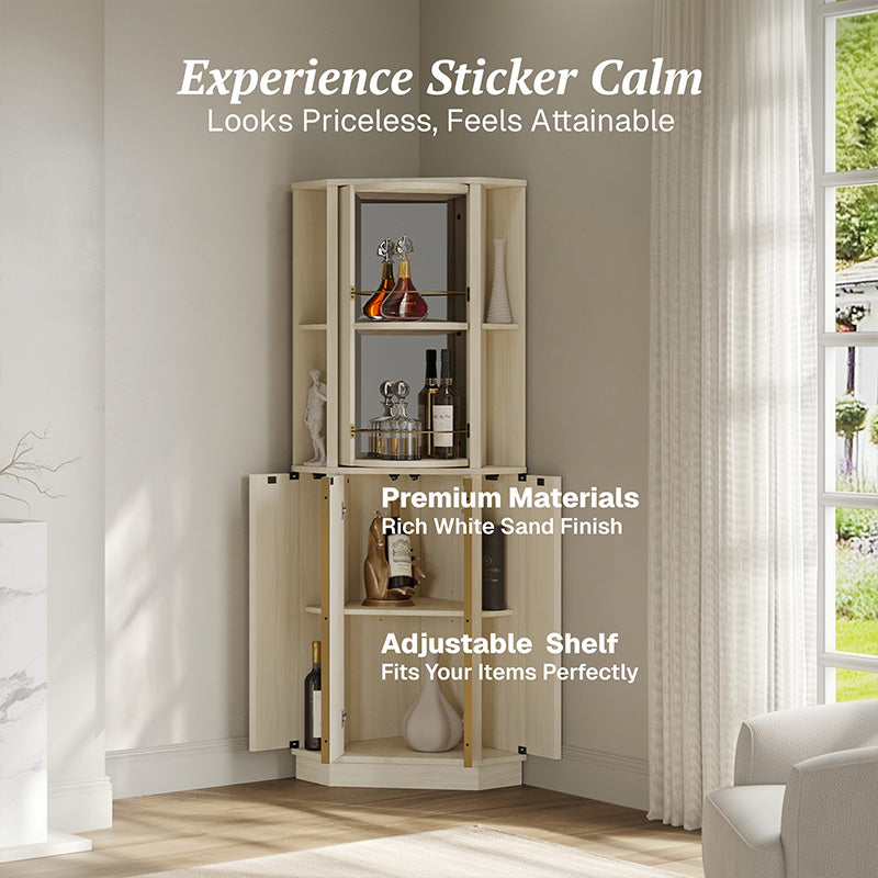 68" Tall Corner Bar Storage Cabinet