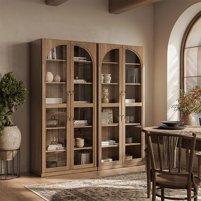 Jagger Set of 2 67" Glass Display Cabinets with 4 Adjustable Shelves