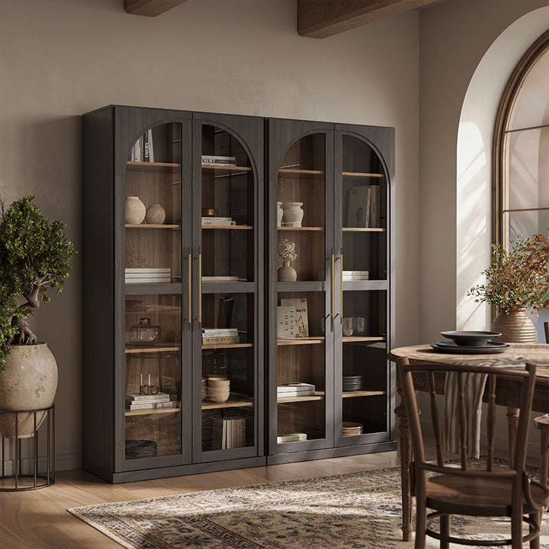 Jagger Set of 2 67" Glass Display Cabinets with 4 Adjustable Shelves