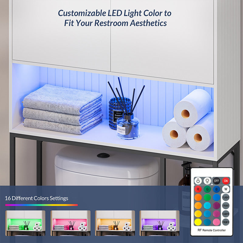 Over The Toilet Storage Cabinet with LED Light