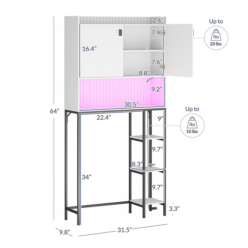 Over The Toilet Storage Cabinet with LED Light