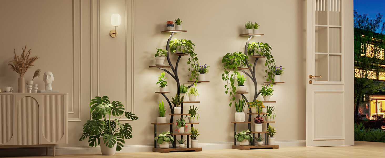 luxury plant stand indoor 63" Tall Indoor Plant Stands with Grow Lights, Set of 2