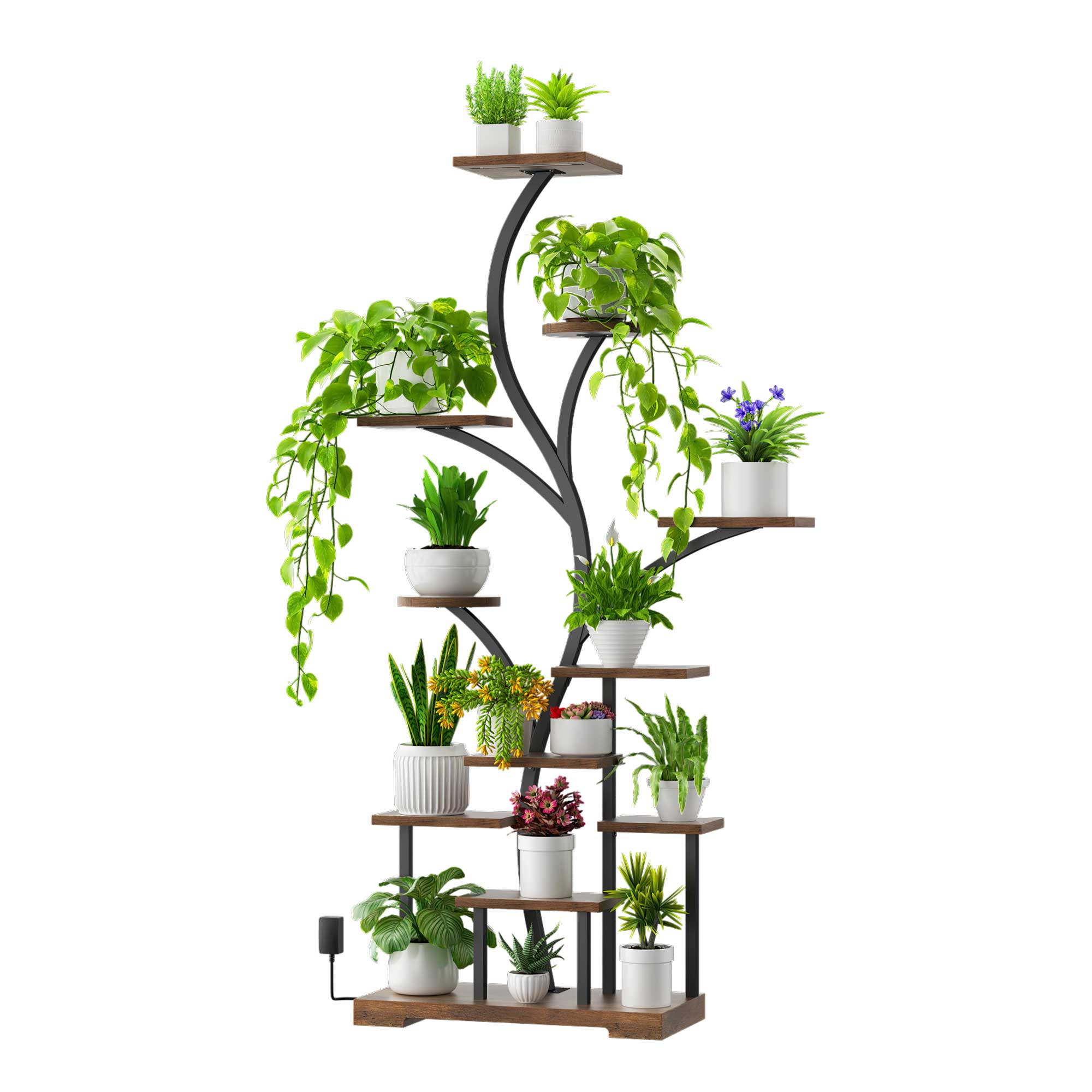 The 63" Tall  Metal Plant Stand Indoor With Grow Lights