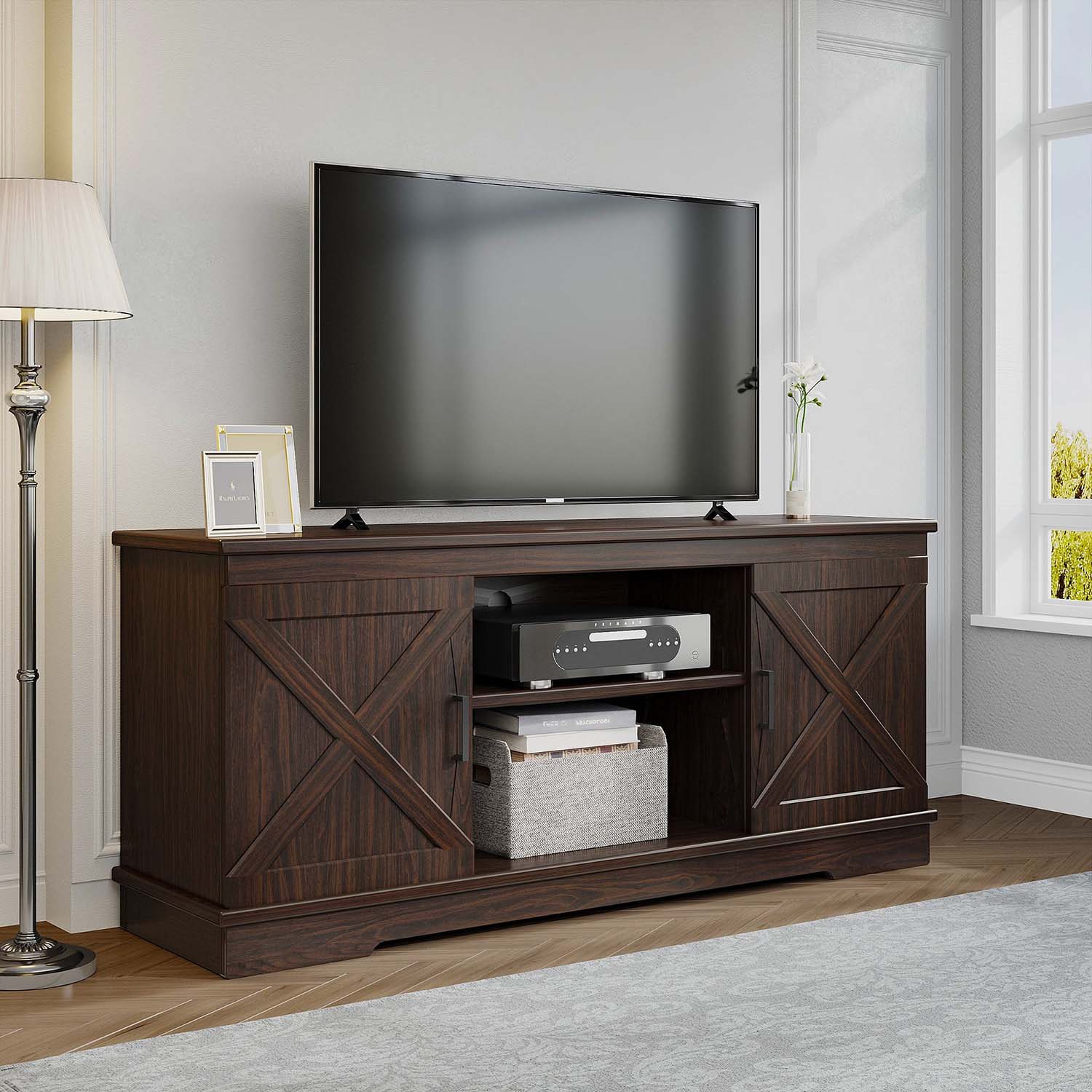 Belleze Farmhouse TV Stand for 65 inch TV