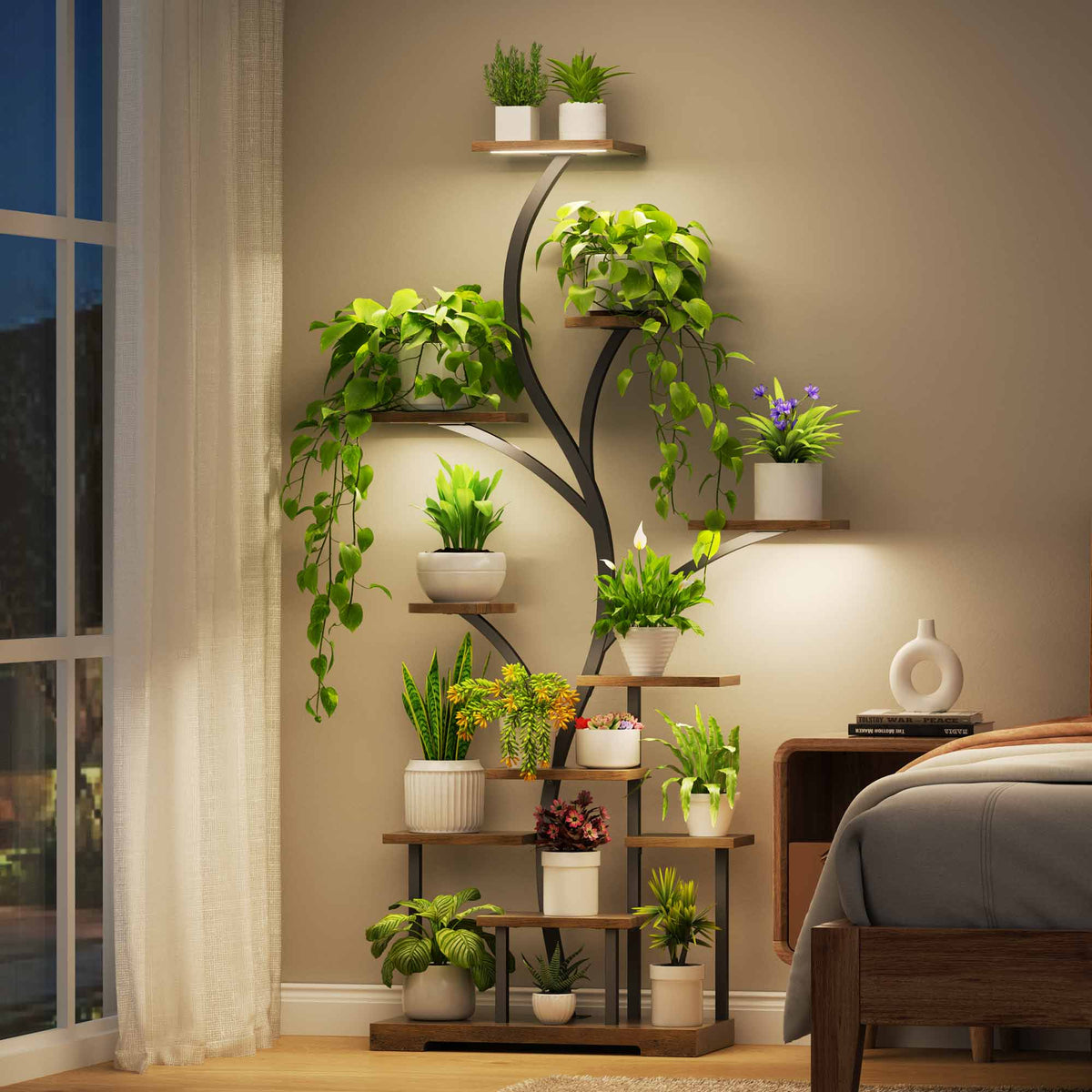 indoor plant stand for bedroom Belleze 63" Indoor Plant Stand with Grow Lights