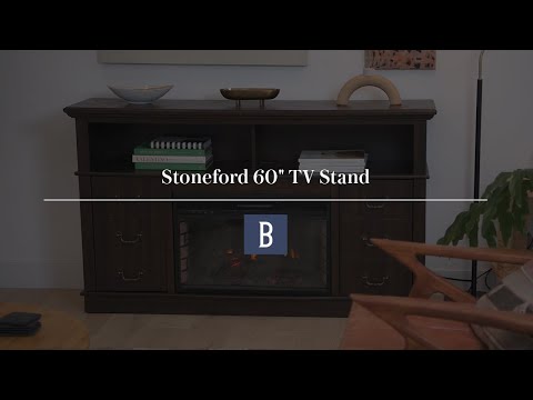 Stoneford Farmhouse TV Stand with Fireplace for 65+ Inch TV