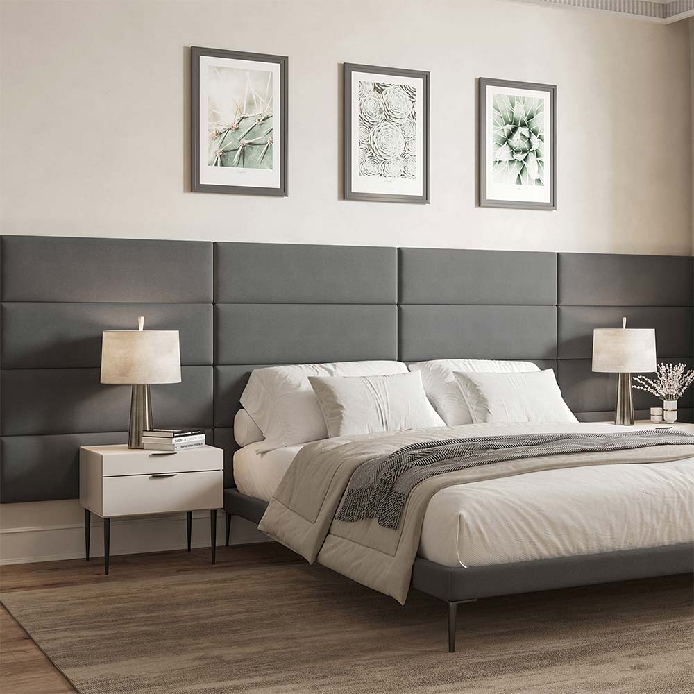 38 x 11.5 Upholstered Wall Mounted Headboard Panels Gray