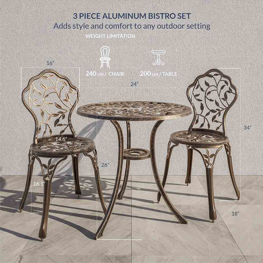 3 Piece Bistro Outdoor Patio Set