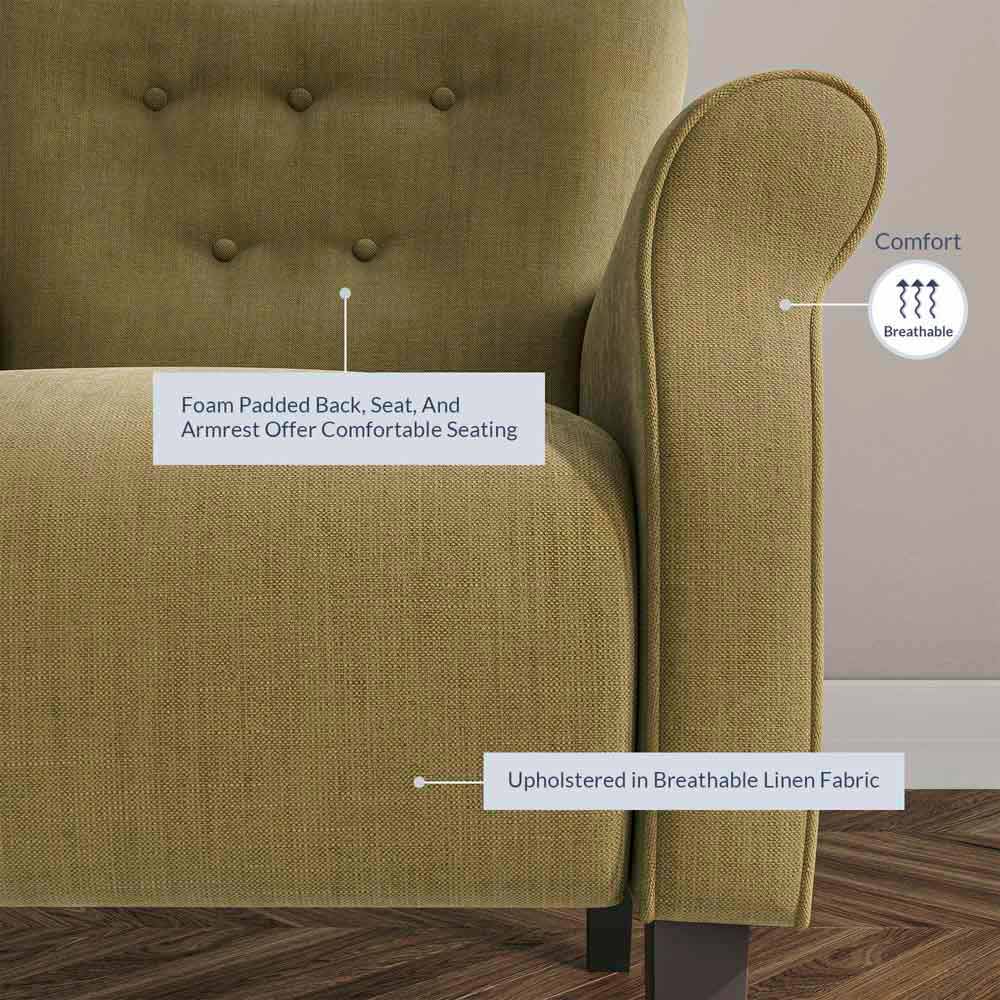 Allston Armchair Floral Design Padded Armrests Dark Wood Legs