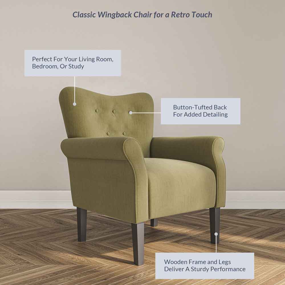 Allston Armchair Floral Design Padded Armrests Dark Wood Legs